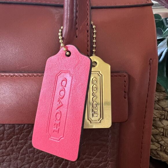 Coach Mini Bleeker Riley Carry All Leather Purse with Coral Accents Crossbody - Picture 2 of 13